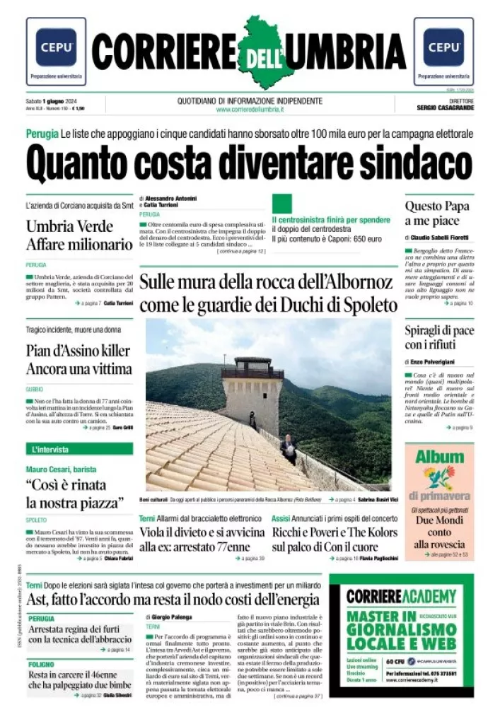 Prima-pagina-corriere umbria-del-2024-06-01